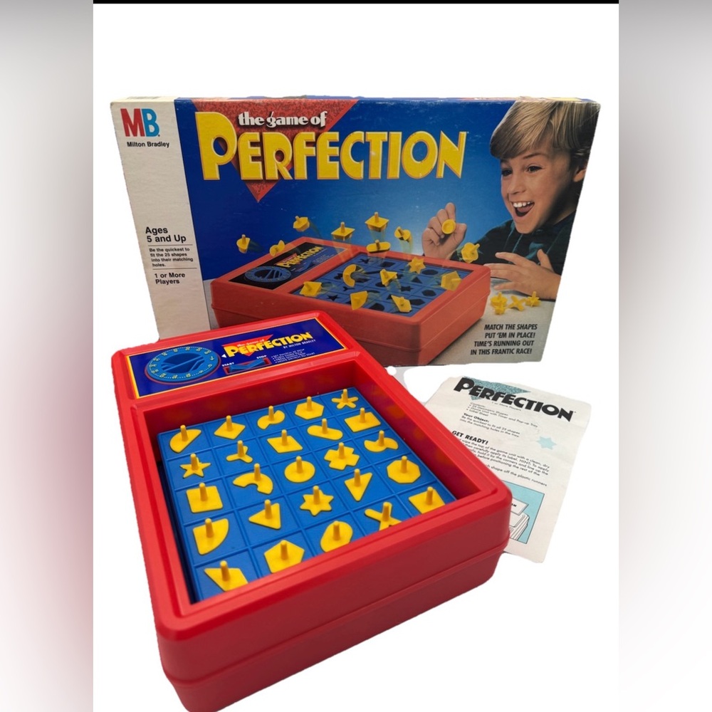 Vintage 1990 Perfection Game Milton‎ Bradley Complete Tested Working w/ Box USA